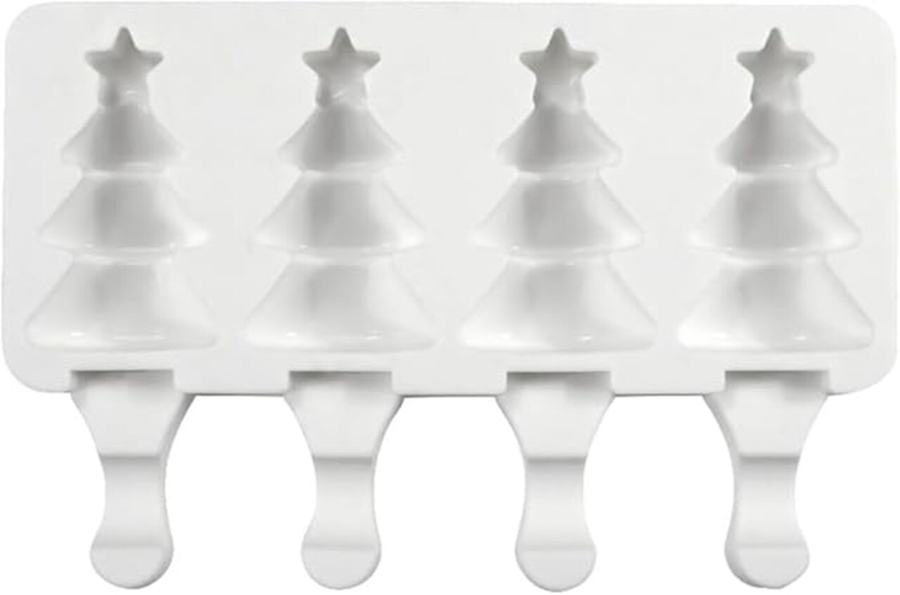 Christmas Tree Cakesicle Silicone Mold for Candy, Chocolate & Cake Pops – 4-Cavity with Star Top